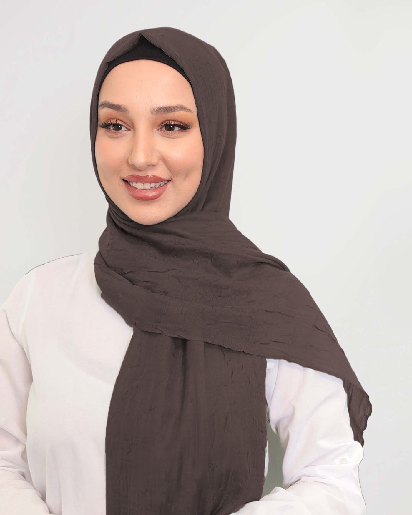 Hijab - Crinkle Woven - Dark Brown