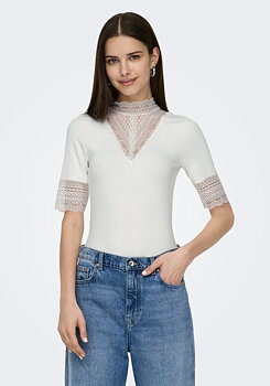 Only Tilde High Neck SS top Cloud Dancer