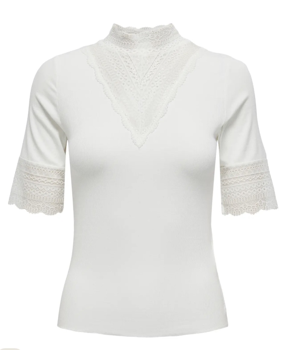 Only Tilde High Neck SS top Cloud Dancer - 3