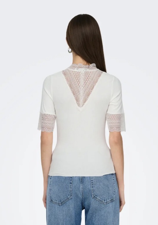 Only Tilde High Neck SS top Cloud Dancer - 2