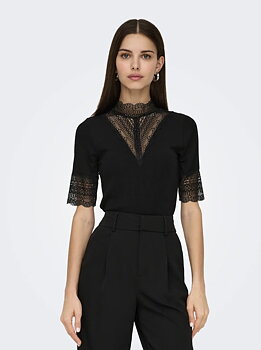 Only Tilde High Neck SS top Black
