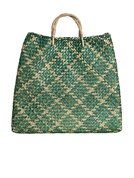 Bliss Check Big Flat Bag Grön 