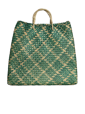 Bliss Check Big Flat Bag Grön 