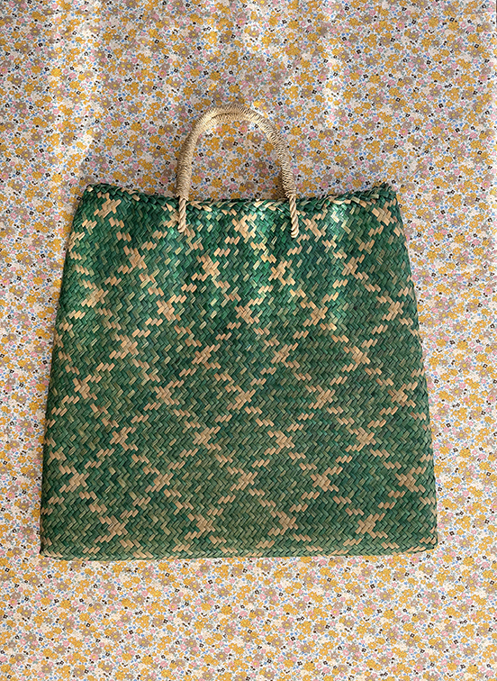 Bliss Check Big Flat Bag Grön 