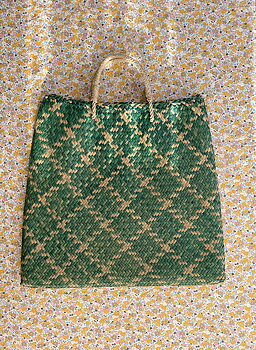 Bliss Check Big Flat Bag Grön 