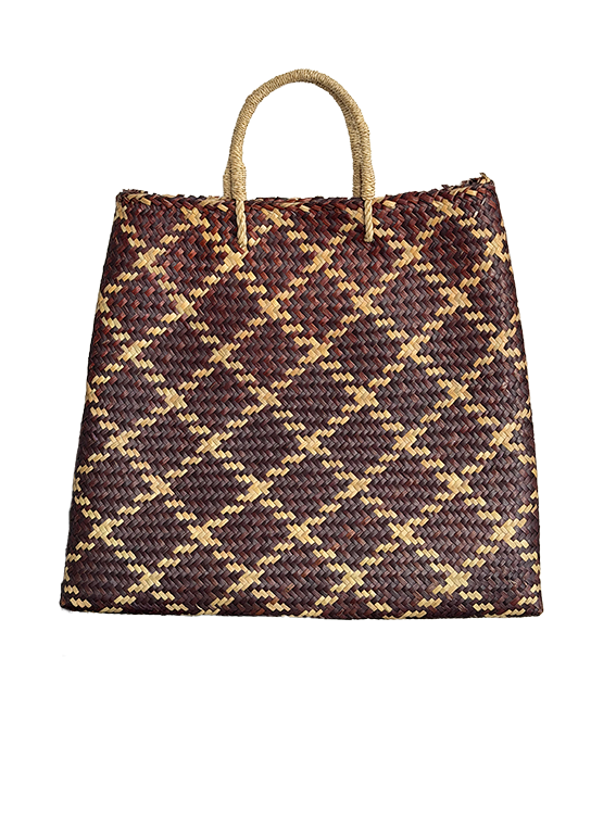 Bliss Check Big Flat Bag Brun  - 2