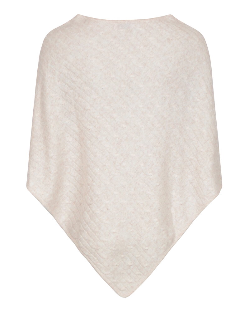 Kashmirponcho kabelstickad ljusbeige