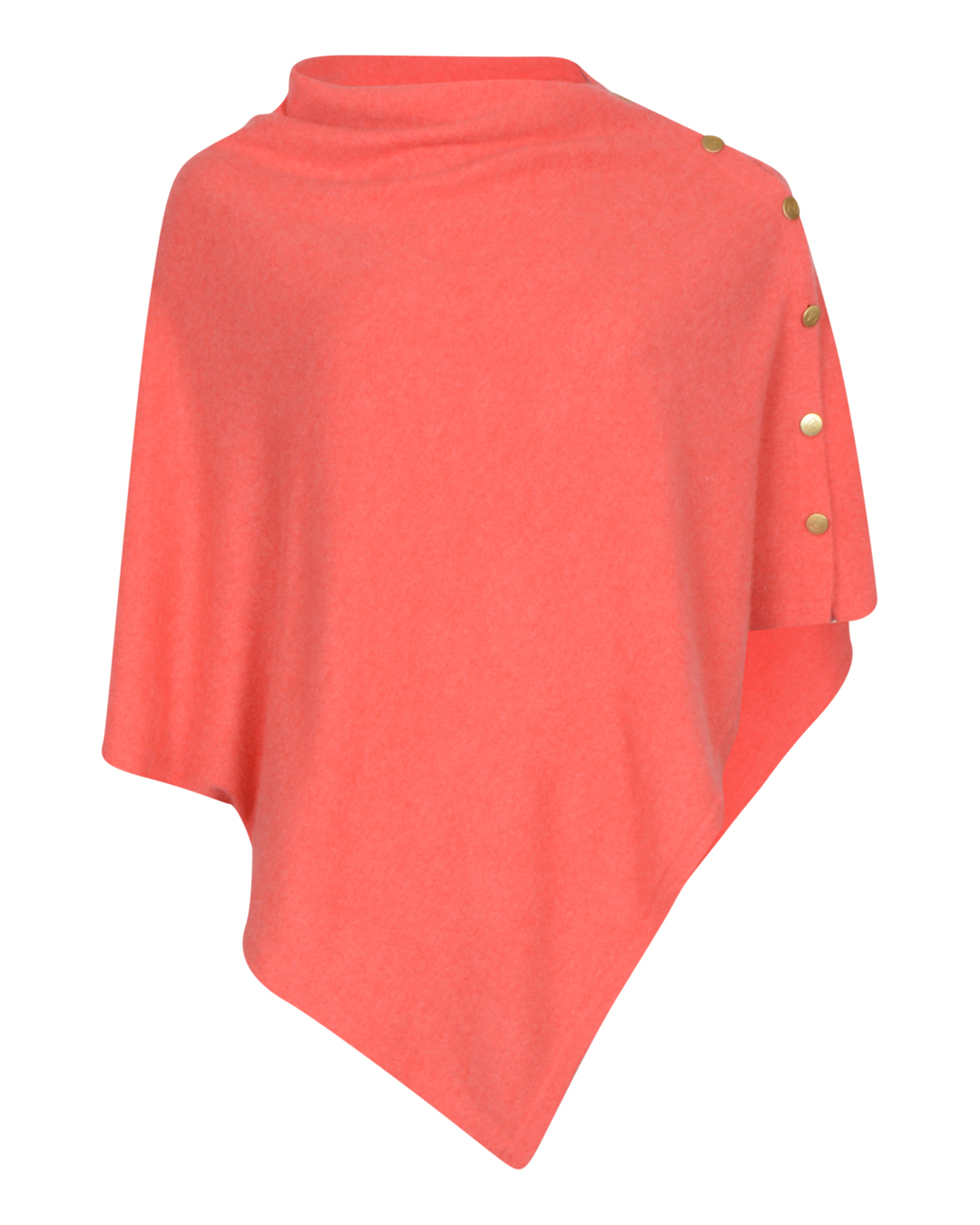Kashmirponcho med guldknappar korall