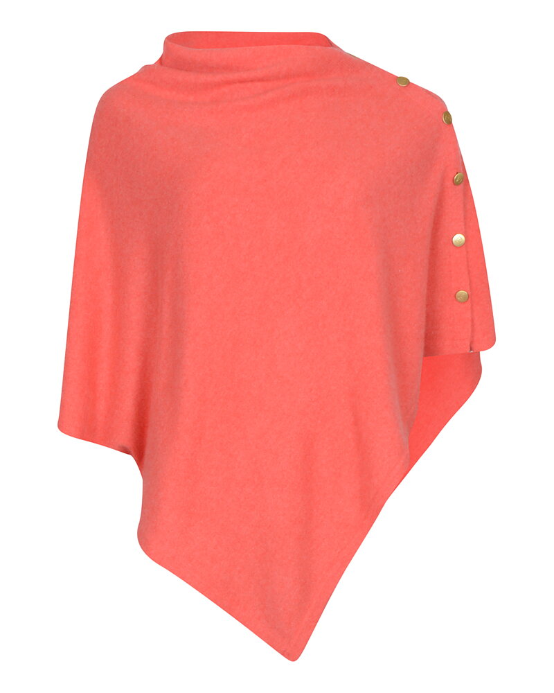 Kashmirponcho med guldknappar korall