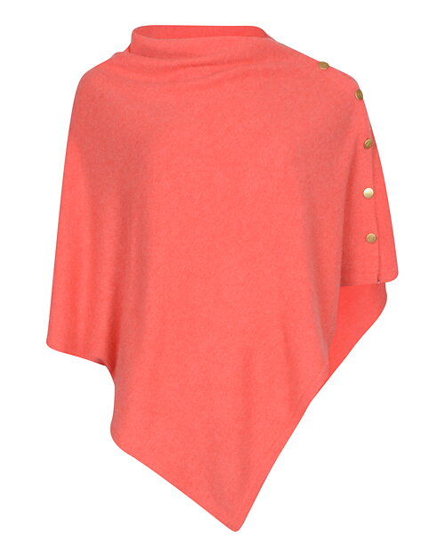 Kashmirponcho med guldknappar korall