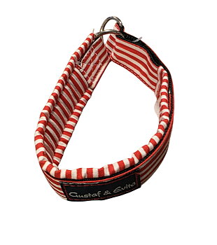 Gustaf & Evita halvstryp halsband Röd Vit Navy 25 cm