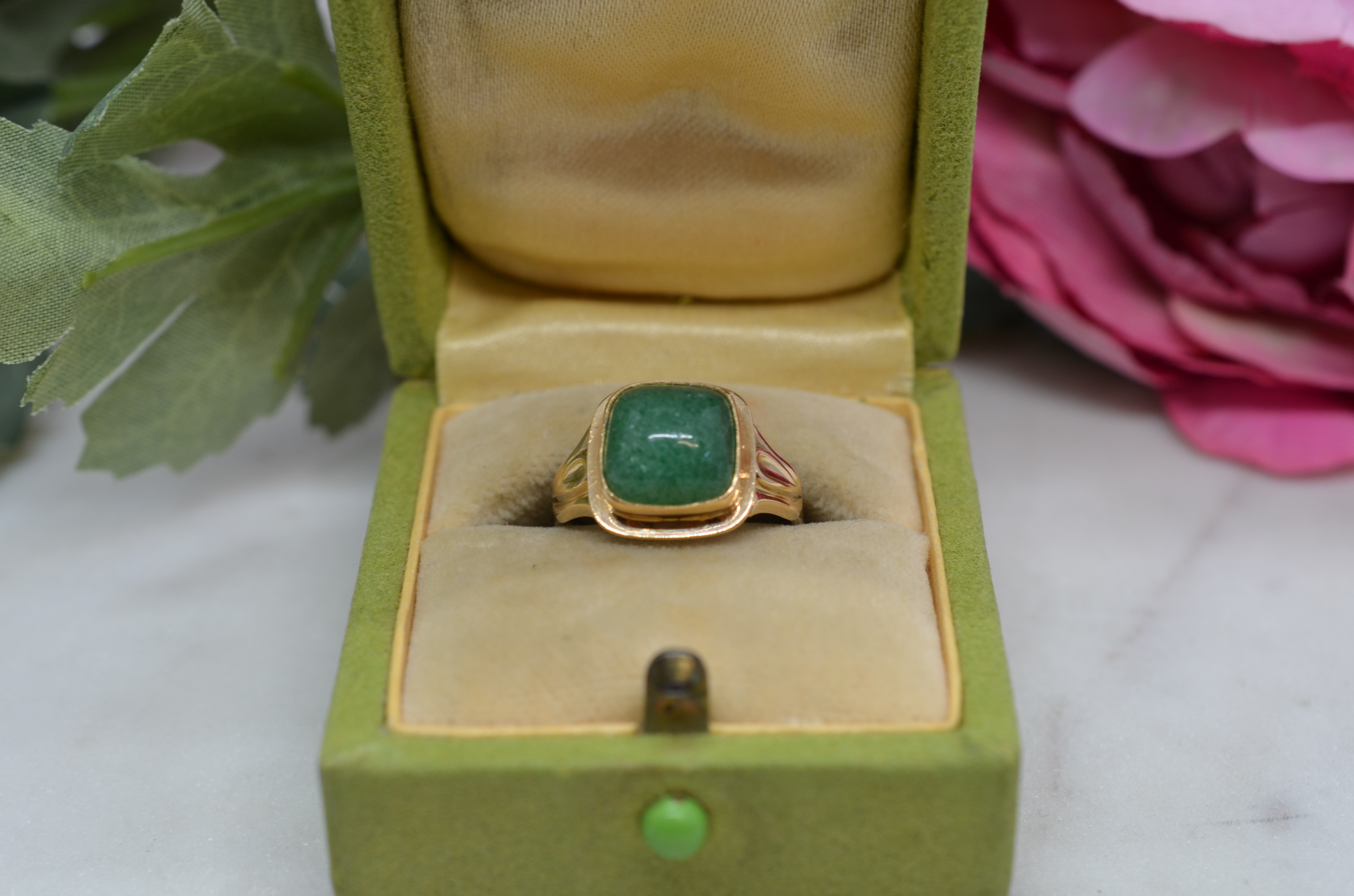 Vintage ring 18K med Aventurin - 2