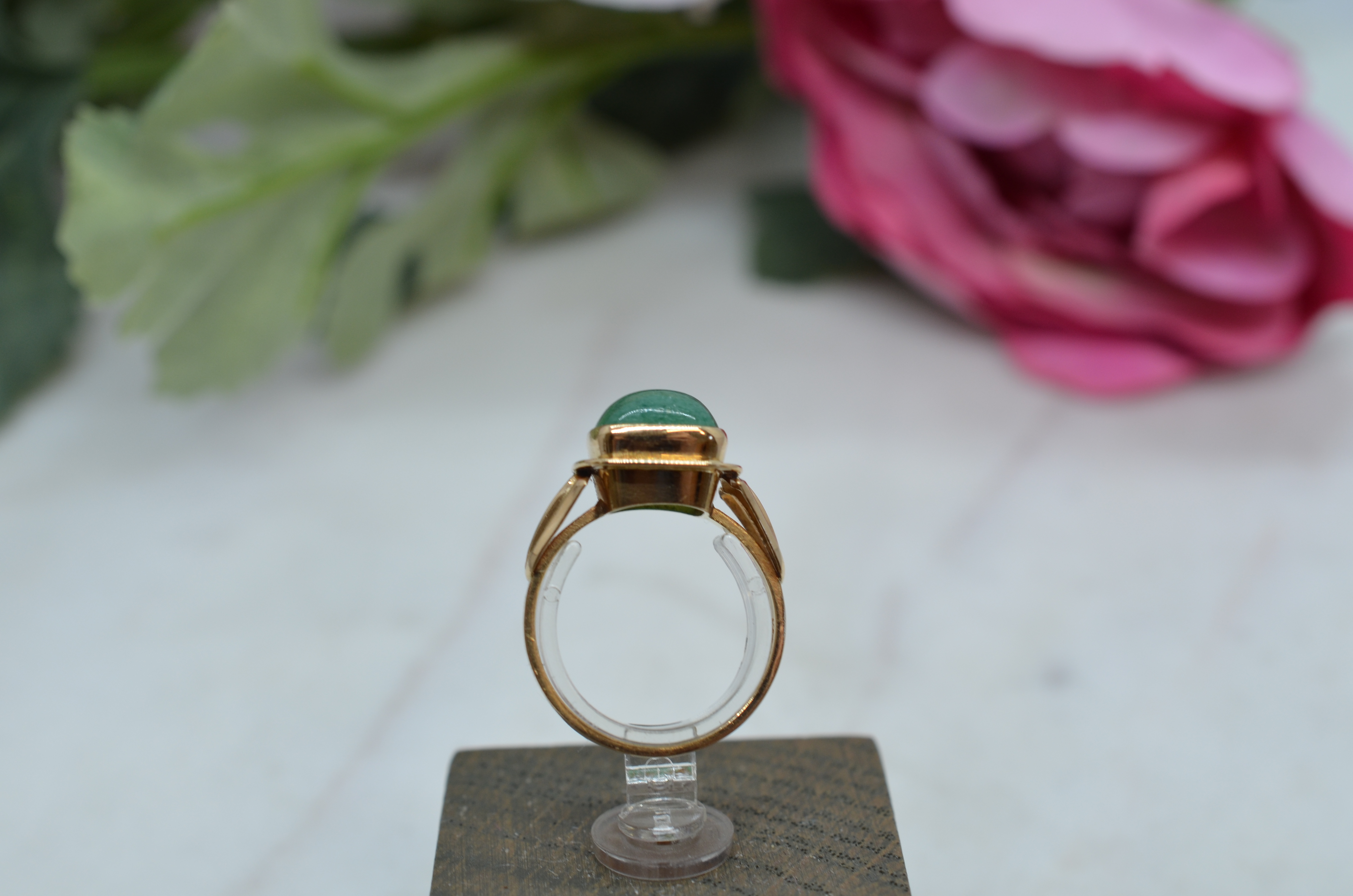 Vintage ring 18K med Aventurin - 5