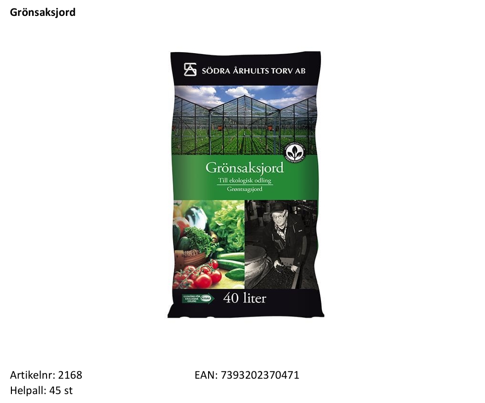 Yrkeskollektionen  Grönsaksjord  50 Liter  Helpall: 45st - 2