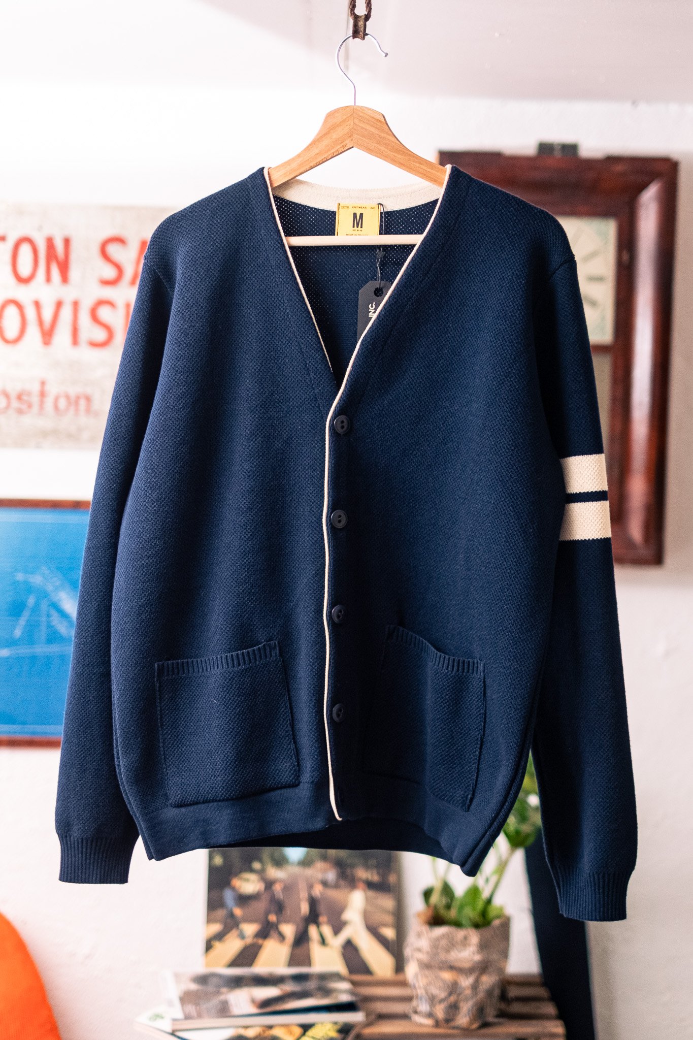 Nitto Knitwear - Youri Cotton Collage Cardigan Navy