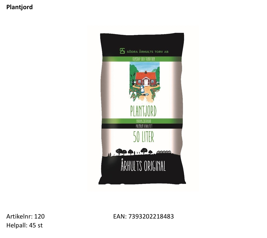 Standardkollektion:  Plantjord   50 Liter   Helpall: 45 st - 2
