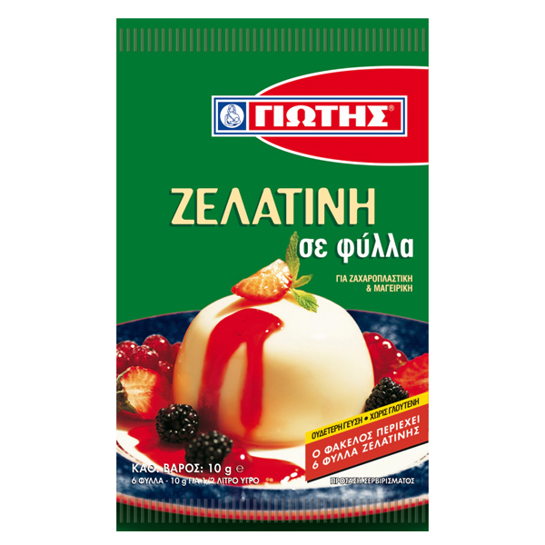 jiotis. gelatin 6pcs leaves, 10g