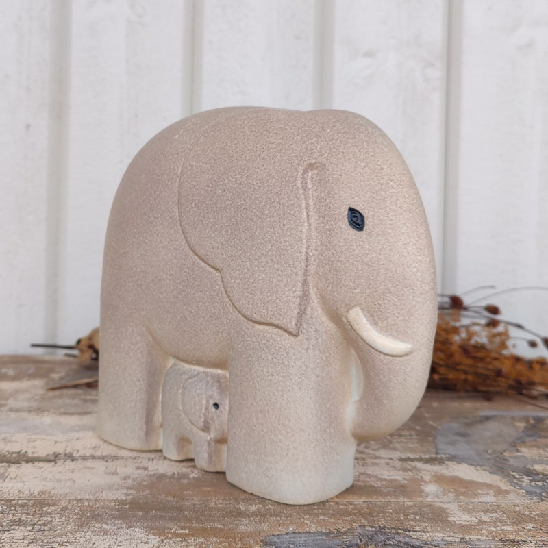 Elefant med unge av Lisa Larson (Ljusgrå) - 3