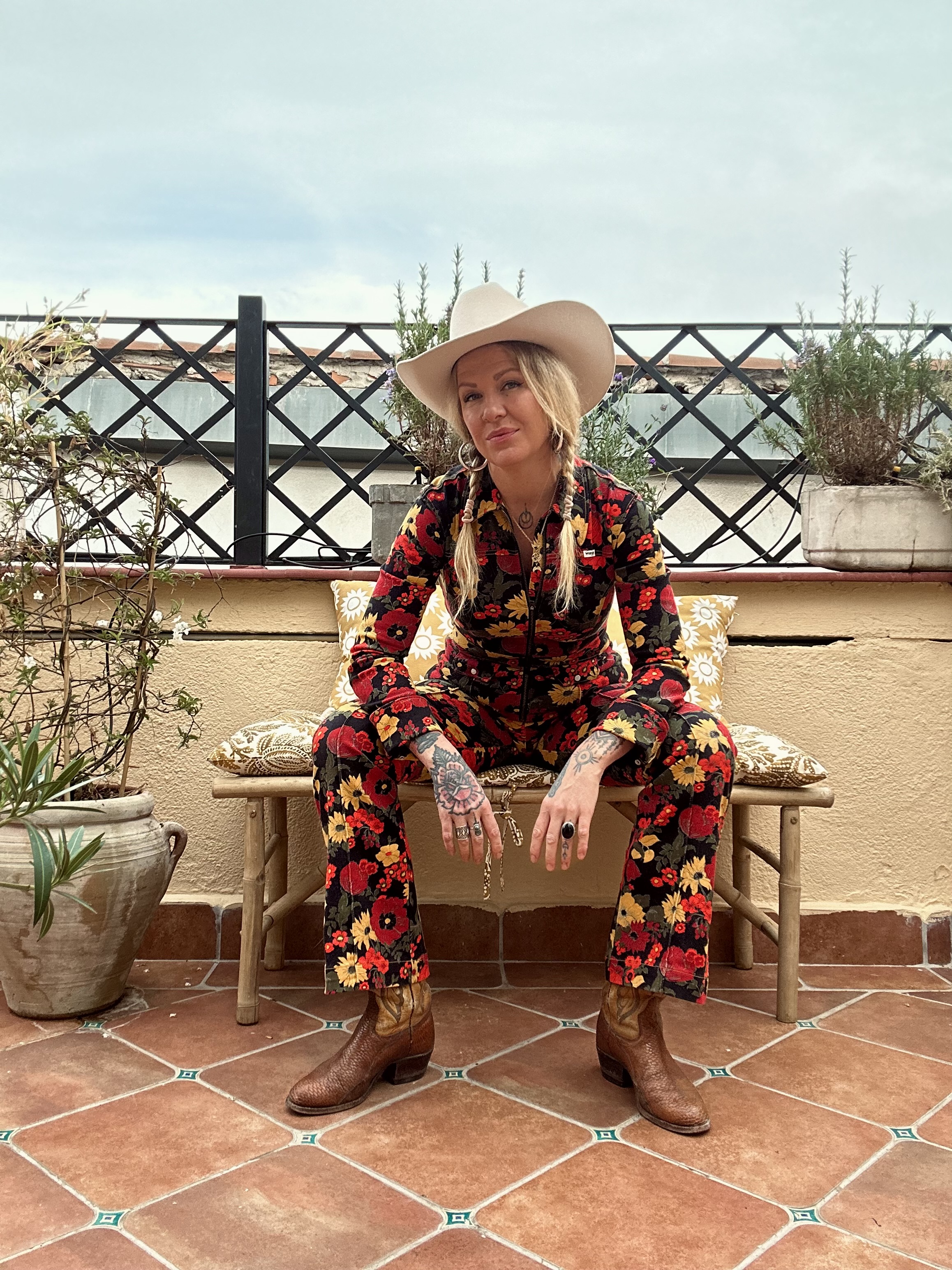 Wrangler catsuit blommig