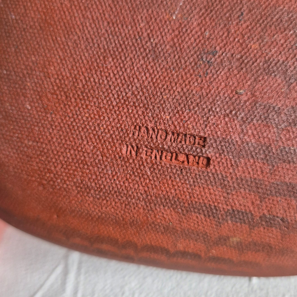 vintage FAT med grafiskt mönster i grönt och brunt, br 13,8 cm - 6