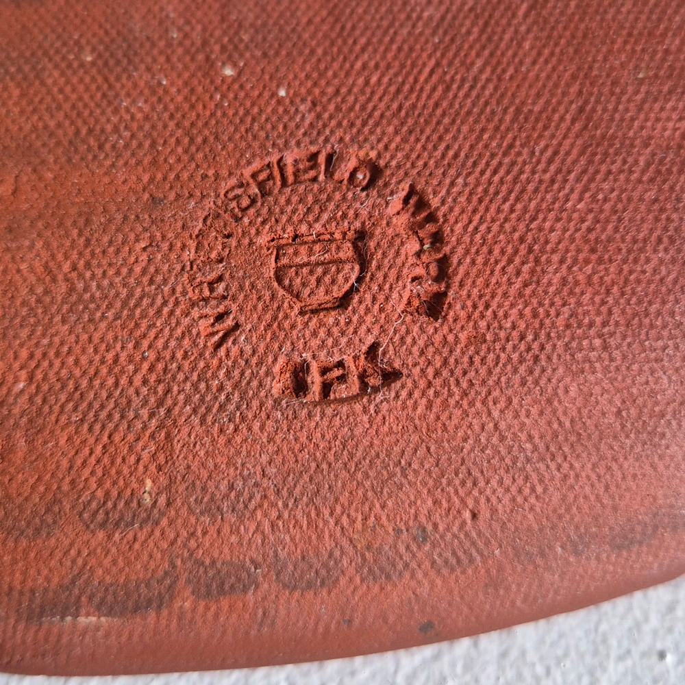 vintage FAT med grafiskt mönster i grönt och brunt, br 13,8 cm - 7