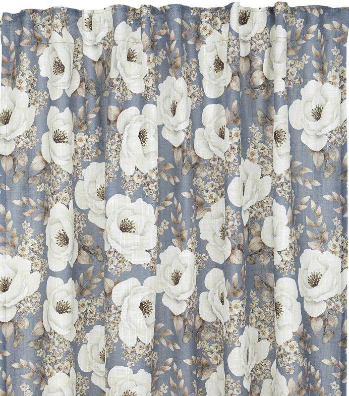 1 par Gardinlängder ljusblå vita blomster shabby chic lantlig stil