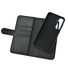 Essentials, Samsung Galaxy S23 FE PU plånboksfodral, löstagbart, svart