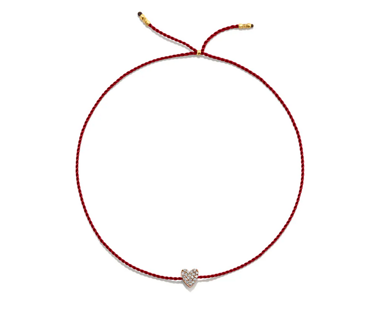 Litet Armband Guldfärgat Diamant Hjärta - Röd