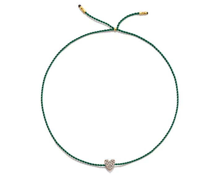 Litet Armband Guldfärgat Diamant Hjärta - Grönt