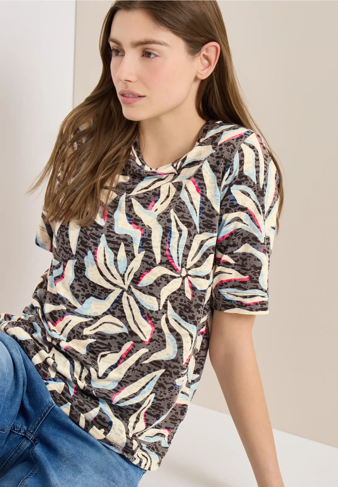 TOS Muliti AOP Burnout Shirt - Stl. XL - Cecil