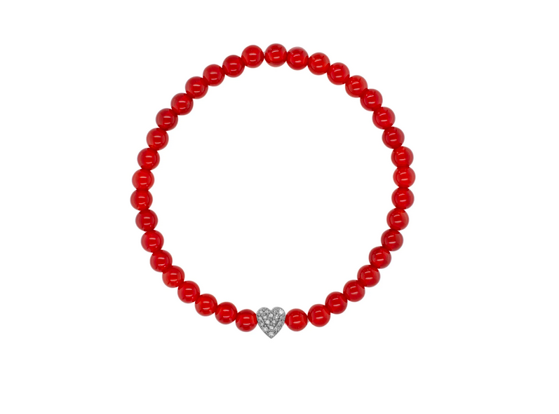 Karneol Armband Svart Diamant Hjärta