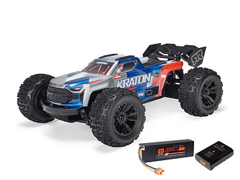 Arrma ARA2508ST1 1/16 MINI KRATON 3S DSC 4X4 RTR Brushless Speed Truck (Battery & Charger Included), Red/Blue