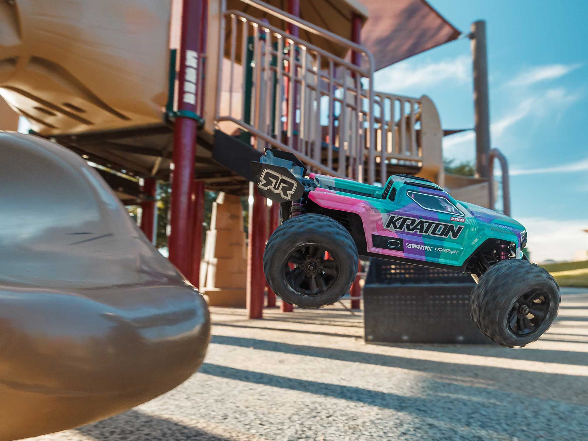 Arrma ARA2508ST2 1/16 MINI KRATON 3S DSC 4X4 RTR Brushless Speed Truck (Battery & Charger Included), Teal/Pink - 22