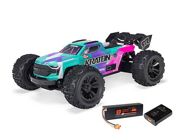 Arrma ARA2508ST2 1/16 MINI KRATON 3S DSC 4X4 RTR Brushless Speed Truck (Battery & Charger Included), Teal/Pink