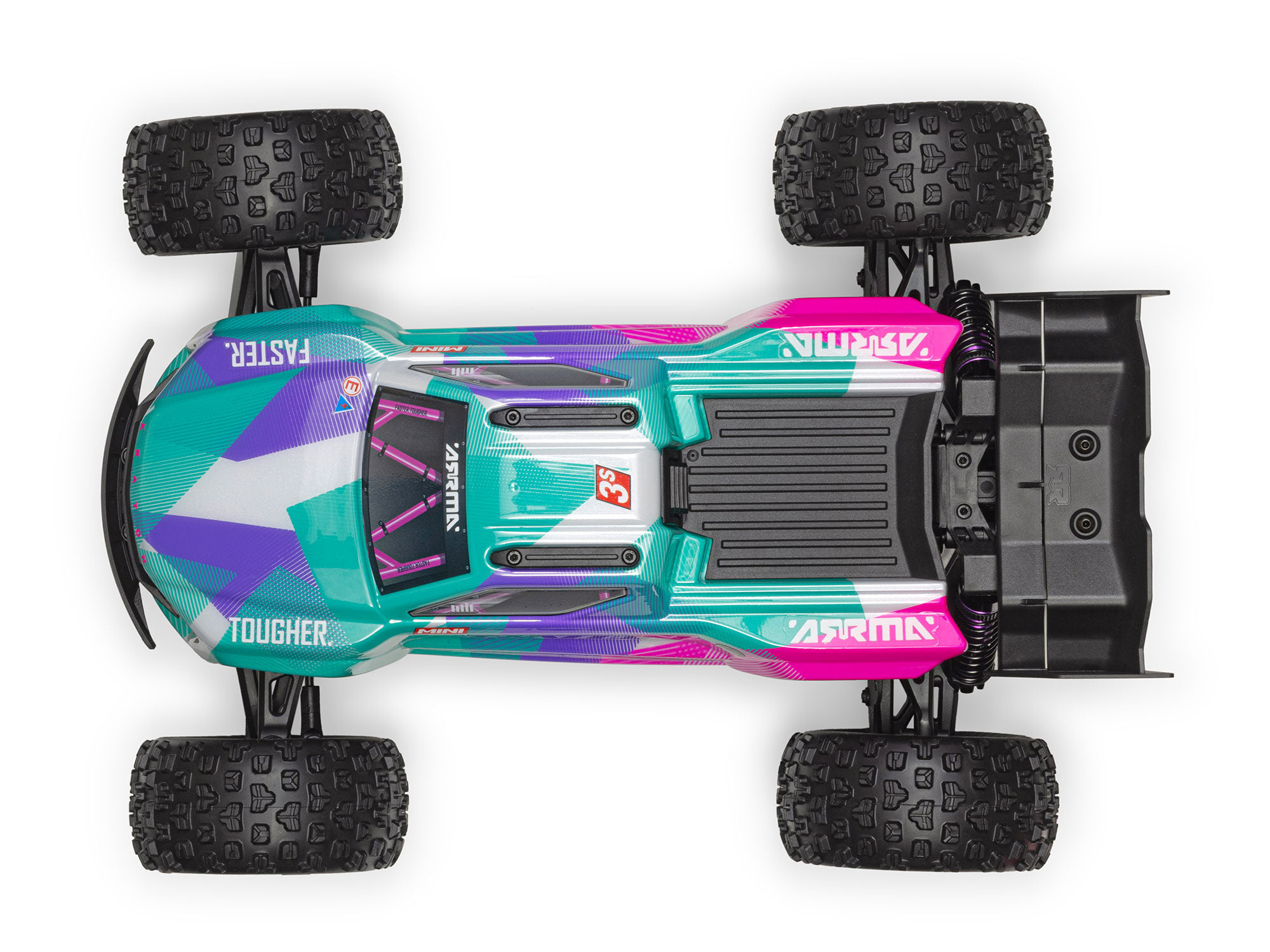 Arrma ARA2508ST2 1/16 MINI KRATON 3S DSC 4X4 RTR Brushless Speed Truck (Battery & Charger Included), Teal/Pink - 7