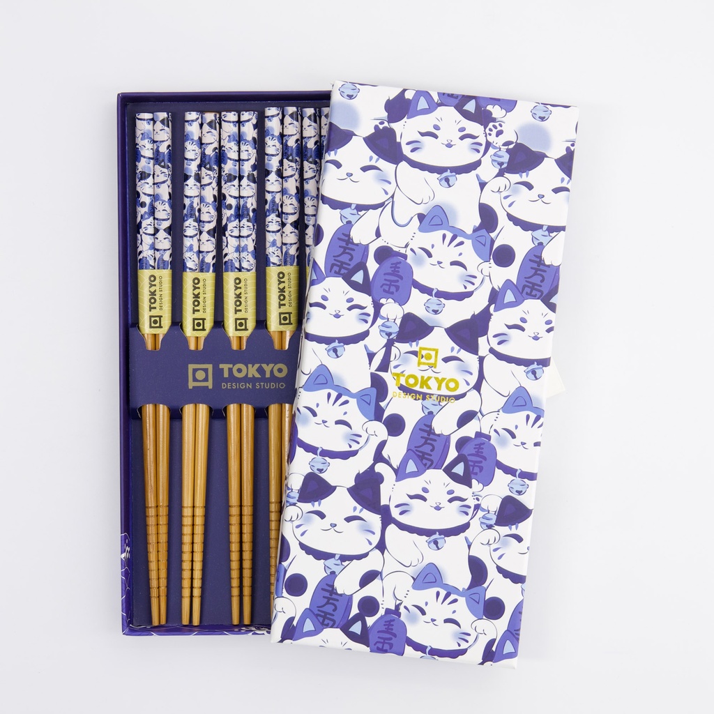 JAPANSKA ÄTPINNAR-Blue Lucky Cat