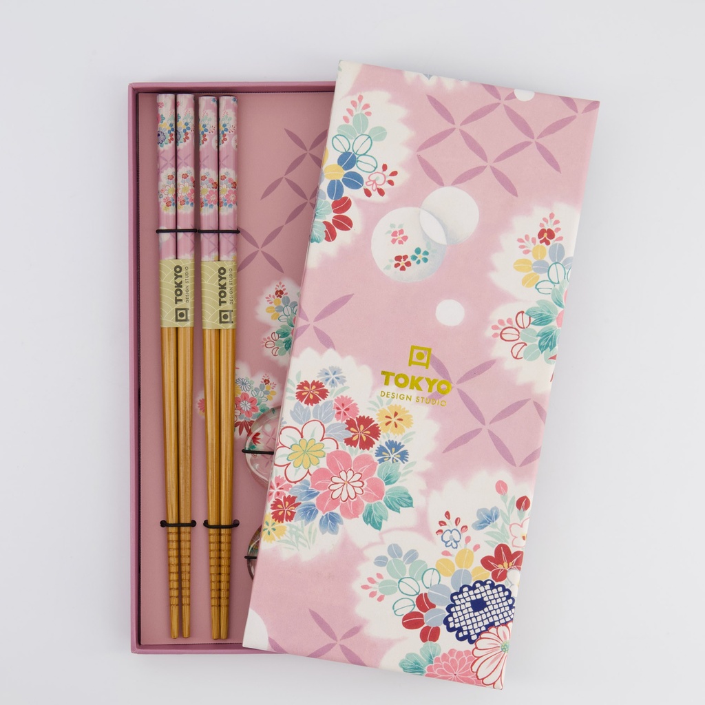 JAPANSKA ÄTPINNAR MED PINNSTÖD-Pink Flower