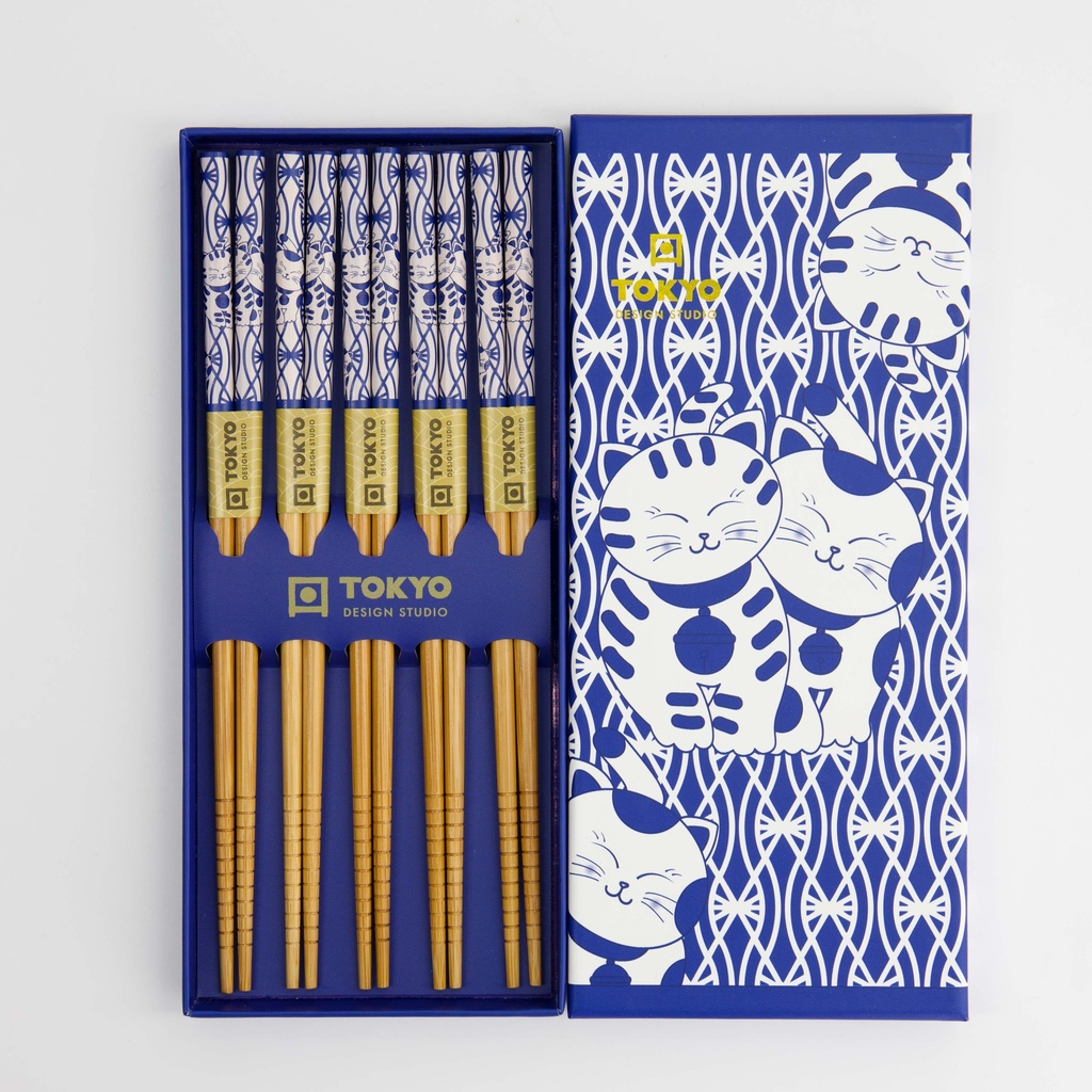 JAPANKSA ÄTPINNAR TOKYO DESIGN Neko Cat Blue - 2