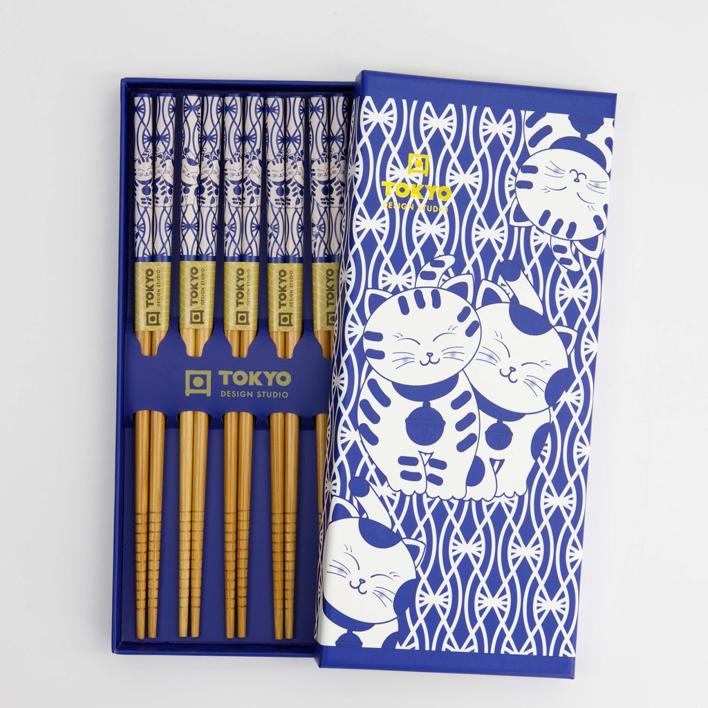 JAPANKSA ÄTPINNAR TOKYO DESIGN Neko Cat Blue