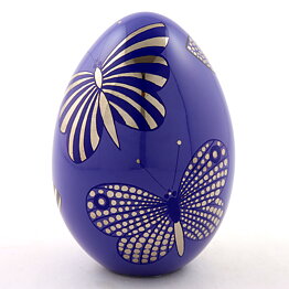 Gunvor Olin-Grönqvist (1993) Purple Egg with Silvery Butterfly Decor 13 cm 