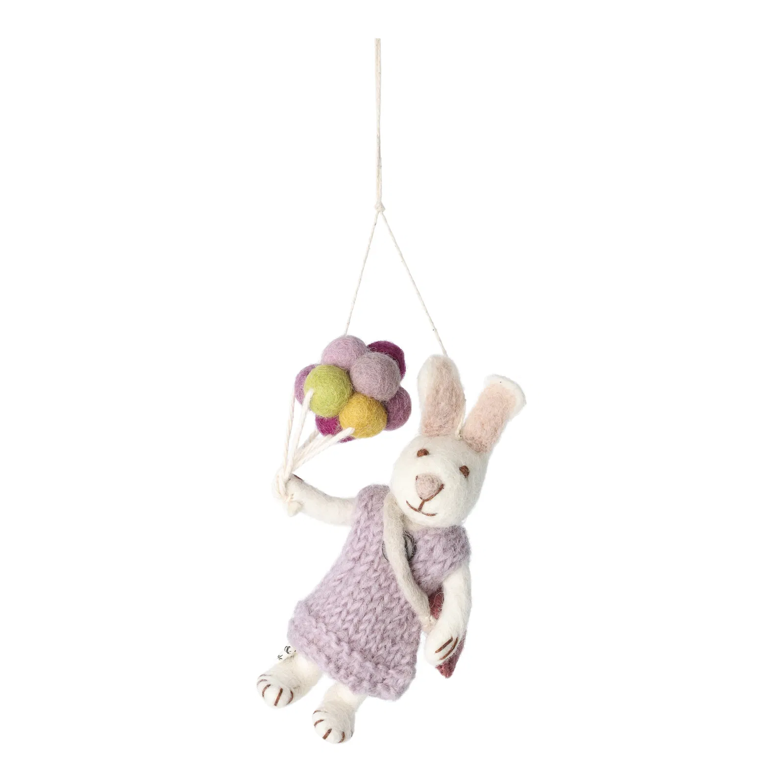 Easter decoration - White Bunny Girl with Lavender Dress and Balloons