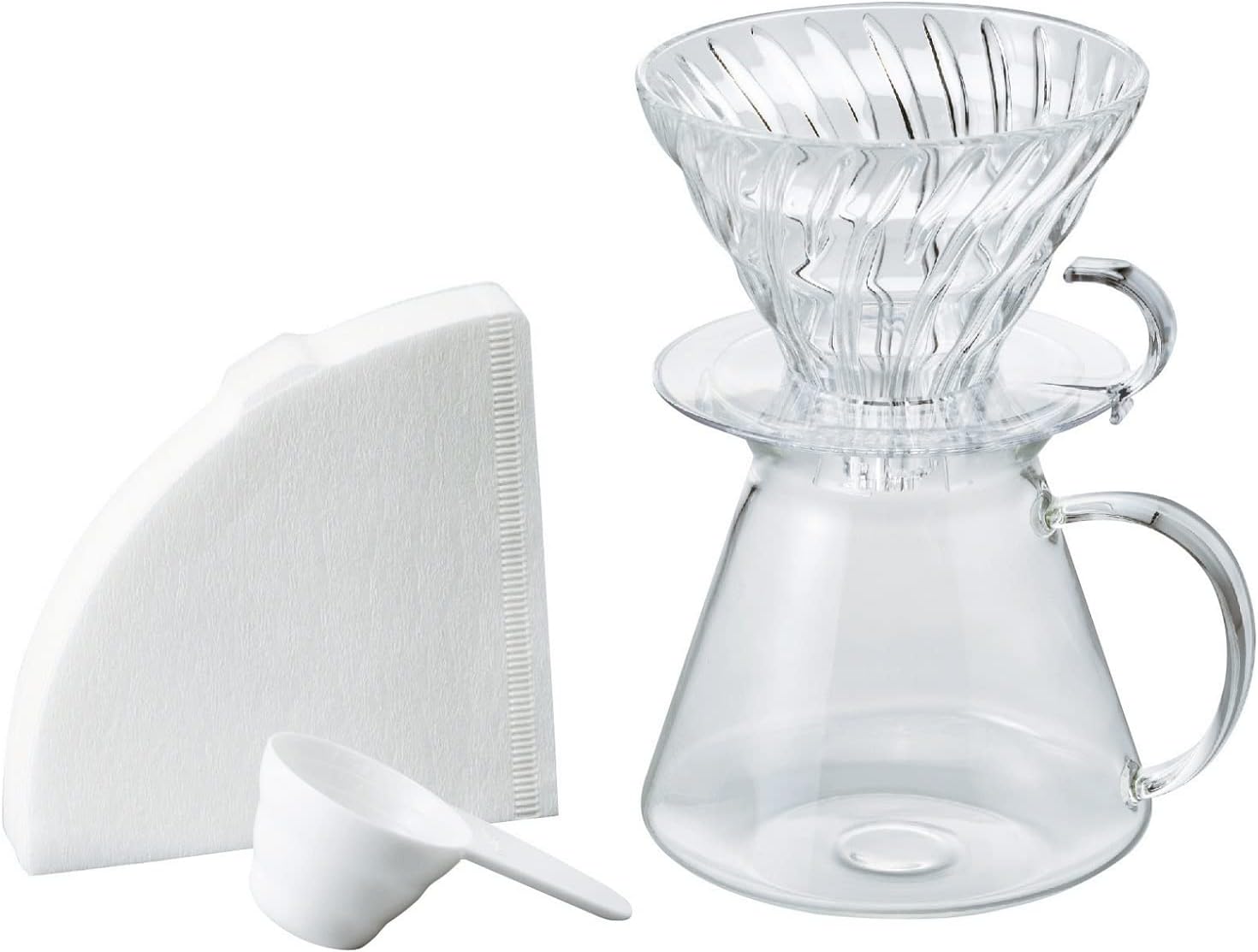 Hario - V60 Glass Brewing Kit  inkl pappersfilter - för manuell kaffebryggning - 3