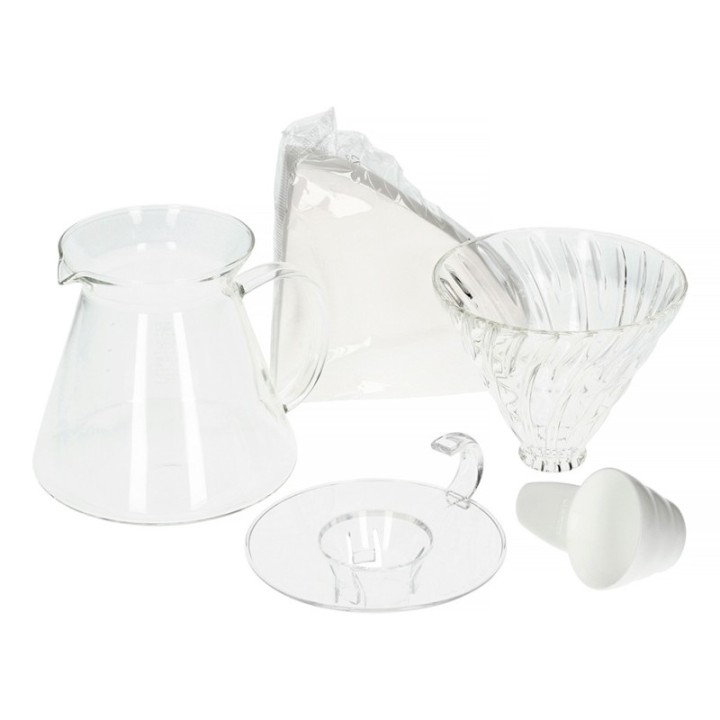 Hario - V60 Glass Brewing Kit  inkl pappersfilter - för manuell kaffebryggning