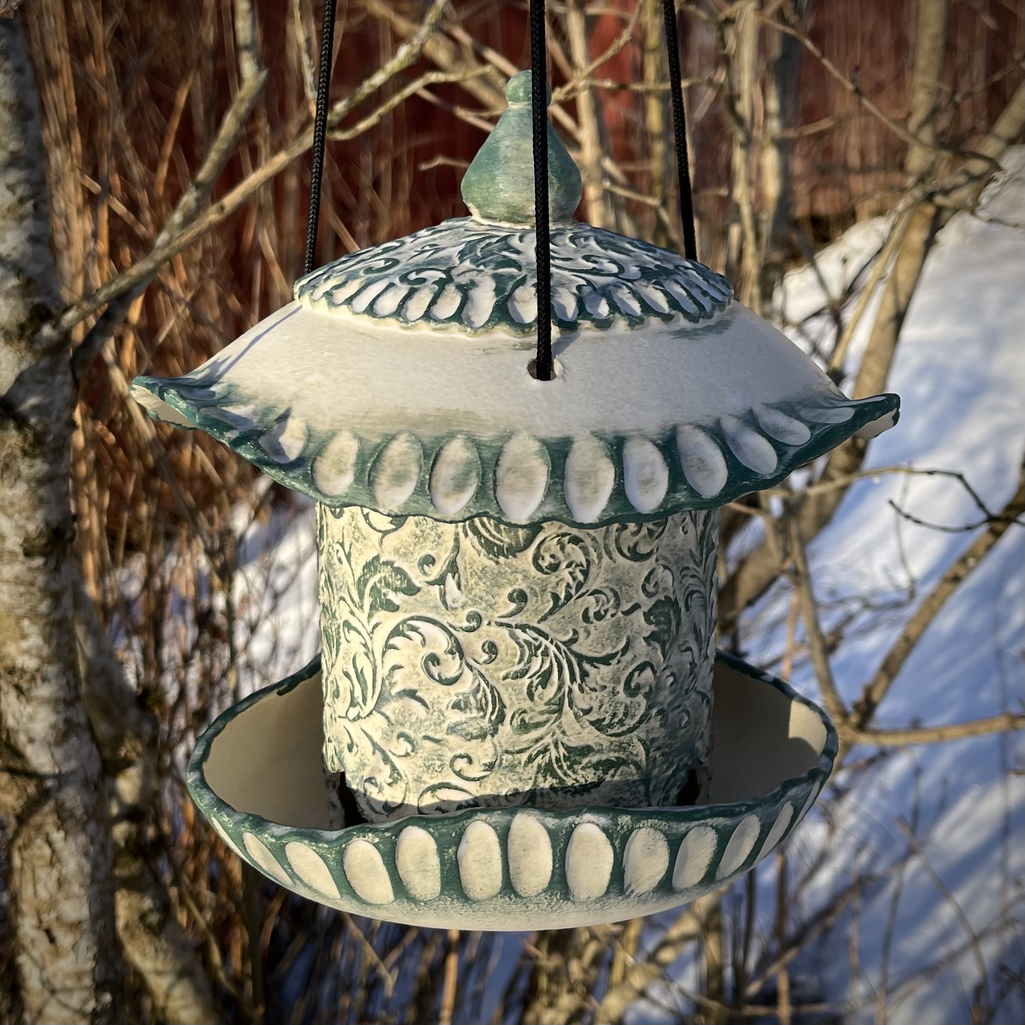 Fuglemater Barock Grønn Stor  - 2