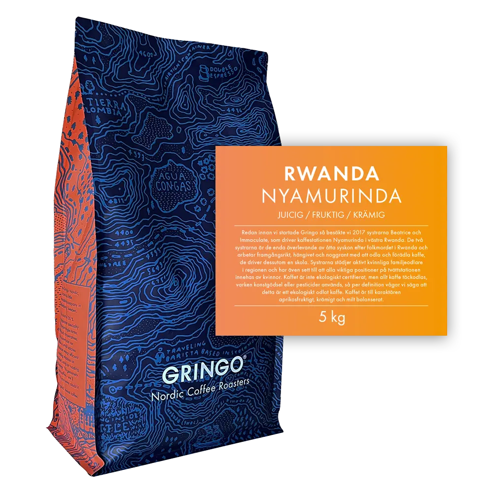 Gringo Nordic - Rwanda Nyamurinda - Mellanrostade hela kaffebönor - 5kg STOR PÅSE