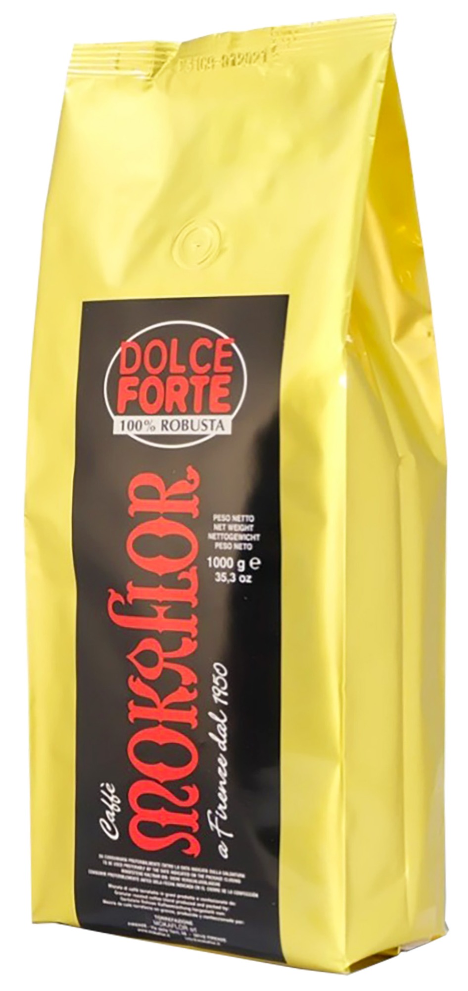 Mokaflor - Dolce Forte 100% Robusta - Mörkrostade hela espressobönor - 1000g