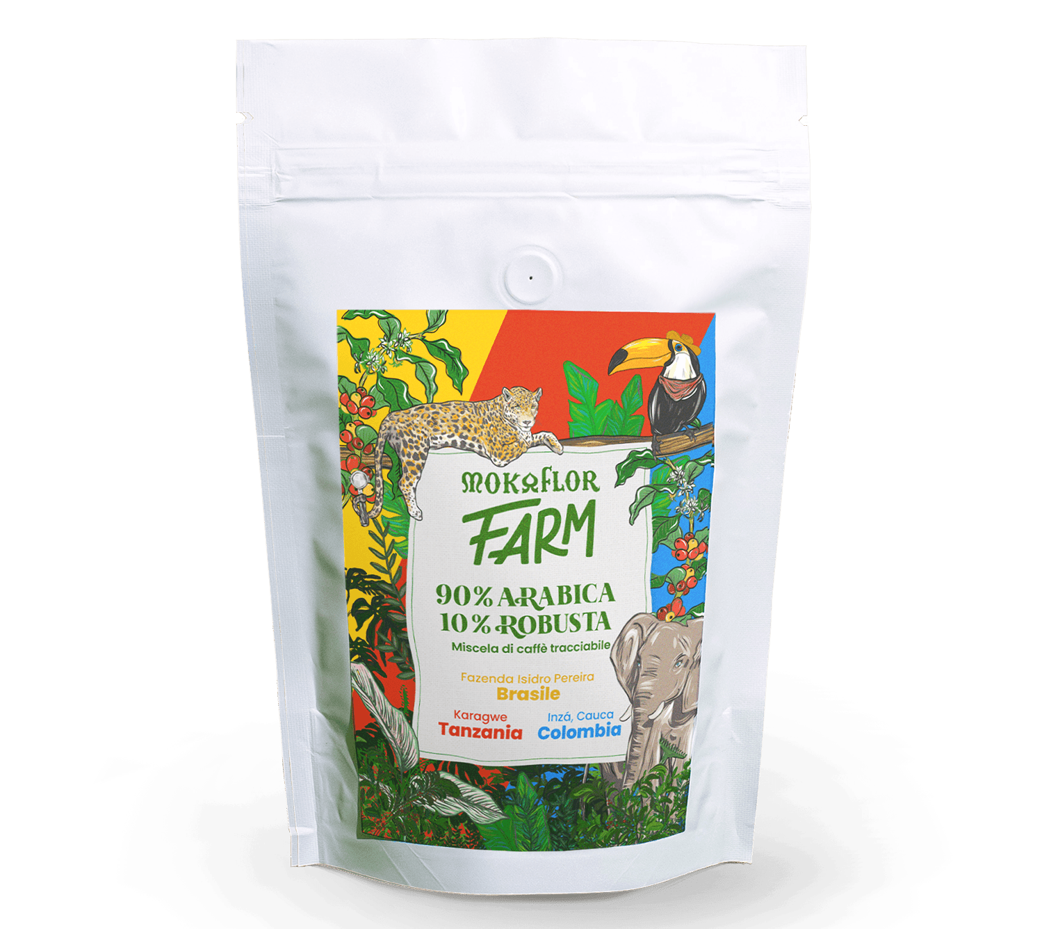 Mokaflor - FARM 90% Arabica & 10% Robusta - Mörk/mellanrostade hela kaffebönor - 250g