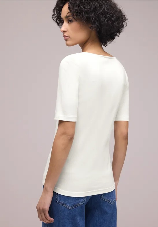 QR Shirt W Heart Neckline - Off White - Street One
