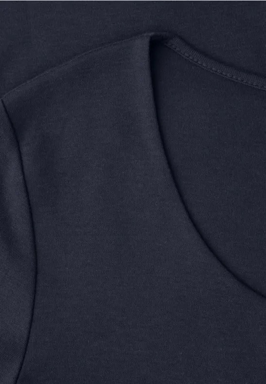 QR Shirt W Heart Neckline - Shadowed Navy - Street One - 6