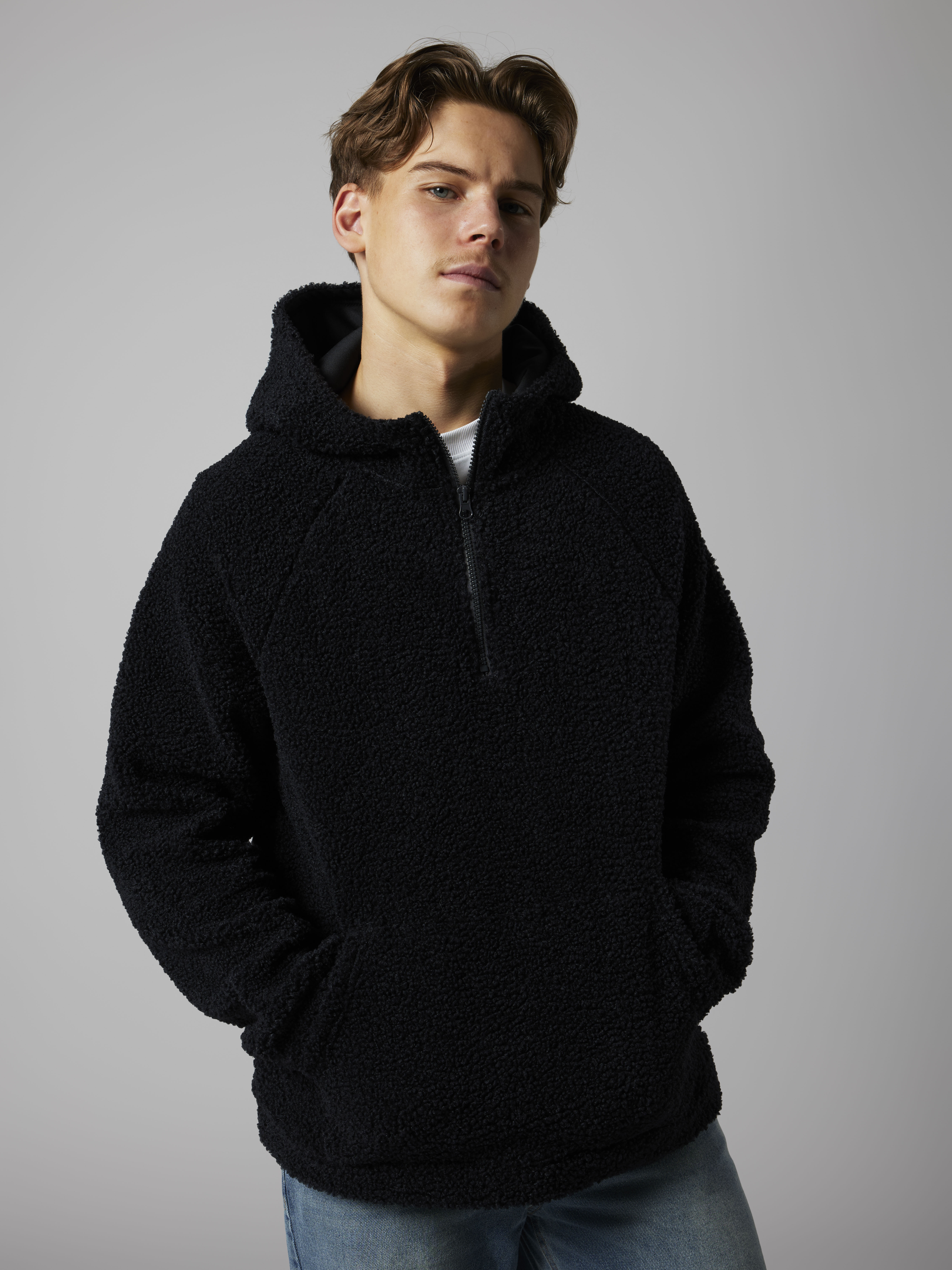 NLMBETTO LS SHERPA HALF ZIP L SWEAT Dark Grey - 4